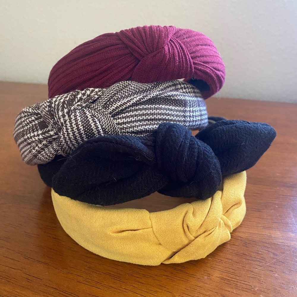 4 pack TOP KNOT headbands NWOT + large claw clip